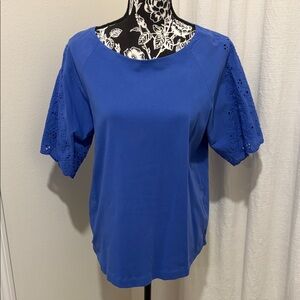 Chico's Cobalt Blue Lace Sleeve Tee